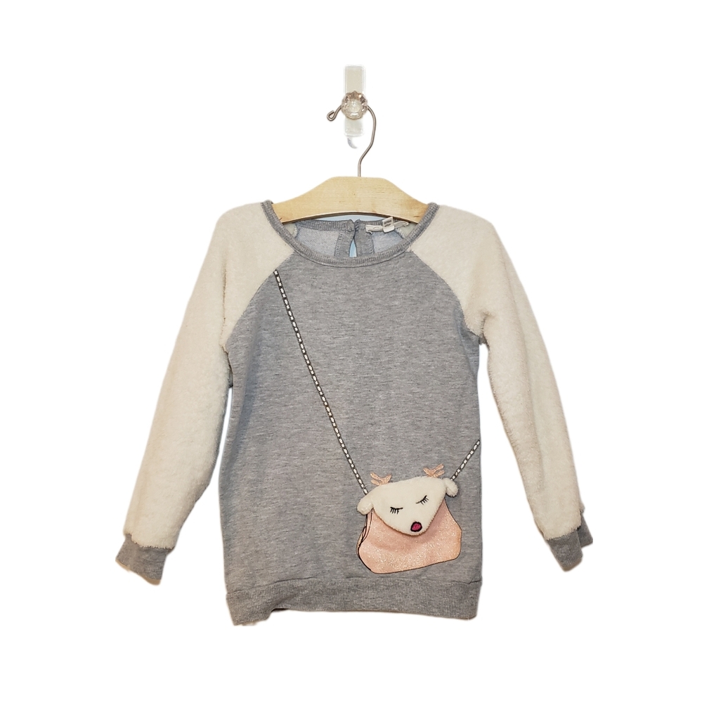 Jessica Simpson 5 Reindeer Purse Pocket Tunic Furry Sleeve Sweatshirt